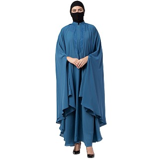 Designer Irani Kaftan with chikan embroidery work- French Blue